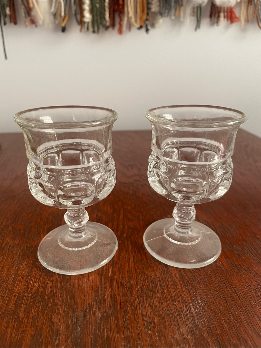 Clear Pressed mini Glass Goblets - Set of 2